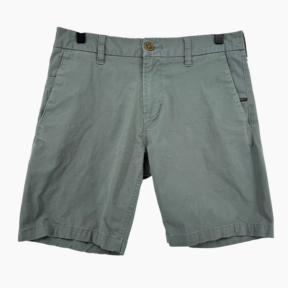 VISSLA No See Ums Eco 18" Walkshort Sage Green Men 29 Organic Cotton Flat Front